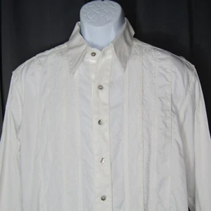 Camisa de esmoquin Robert Graham con botones para hombre grande blanca manga larga bordada - Imagen 1 de 10