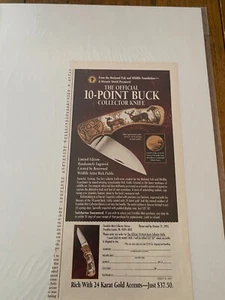 Vintage 1995 National Fish & Wildlife 10-Point Buck Collector Knife ad - Picture 1 of 1