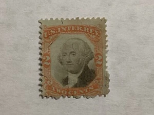 George Washington 2c Stamp - 1875 USA Stamp -  2c Orange US Inter.Rev  - Picture 1 of 5