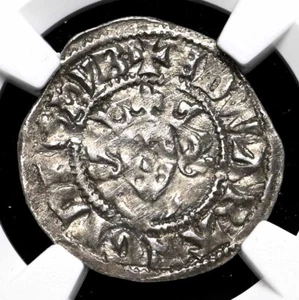ENGLAND. Edward I Longshanks, 1272-1307. Silver Penny, London, NGC AU Details - Picture 1 of 4