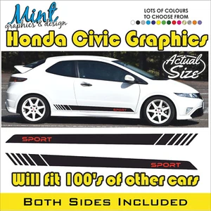 Calcomanías de vinilo deportivas laterales para Honda Civic tipo R pegatinas gráficos NO P&P 004 - Imagen 1 de 4