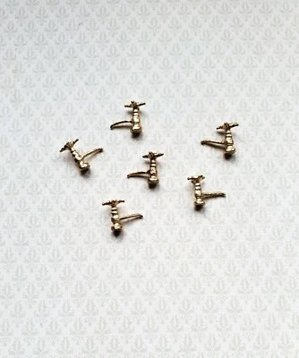 HANDLEY HOUSE Dollhouse Faucet Taps x6 for Kitchen or Bathroom Sink 1:12 Scale Gold Metal