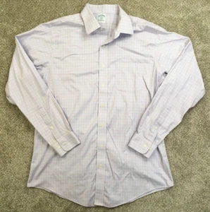Brooks Brothers Shirt Men's 17 36/37 Slim Fit Blue Pink White Plaid 346 Dress - Picture 1 of 8