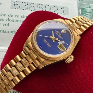 Rolex President Solid Gold 6917 Box + Papers Unpolished- Stunning Lapis Dial - Picture 1 of 7