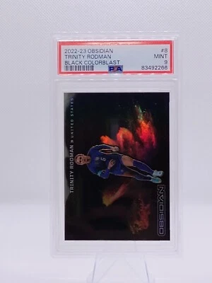 2022-23 Obsidian Soccer Black Colorblast Trinity Rodman #8 PSA 9 USWNT Olympics - Image 1 of 2