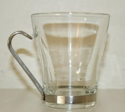 Taza de café espresso Cappuccino taza vidrio templado asas de acero inoxidable hecha en Italia Foto 1 de 3