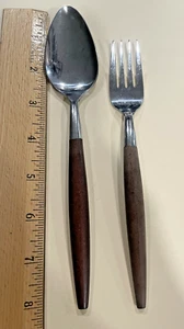 American Tempo Edelstahl Salatgabel und Löffel Holzgriff MCM Japan - Bild 1 von 4