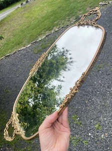 Antique Art Deco Regency 1930's Ormolu Vanity Mirror w/ Birds & Flowers Vintage - Picture 1 of 13