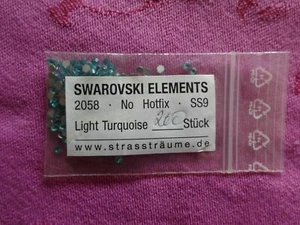 Swarovski Elements 2058 Xilion Rose SS9 Light Turquoise Foiled 200 pcs No Hotfix - Bild 1 von 5