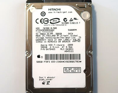 Hitachi HTS545050B9SA02 0A70465 DA3031 655-1540A Thailand 500gb 2.5" Sata 2009 - Image 1 of 2