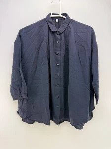 MUJI Womens Navy Blue Button-Up Long Sleeve Shirt Size XS-S - Picture 1 of 4
