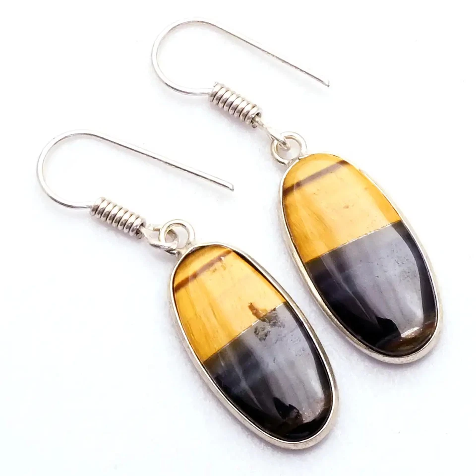 Tiger Eye Gemstone Handmade Drop Dangle Earrings Jewelry For Women 1.4" AE-88595 - Image 1 of 1