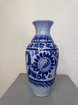 Jarrón Tonalá grande vintage - cerámica mexicana azul y blanca pintada a mano, Jalisco F Foto 1 de 4