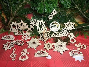 Auserlesene Premium Edition 25x Baumschmuck 6 Bis 8 cm Holz Limitiert - Bild 1 von 6