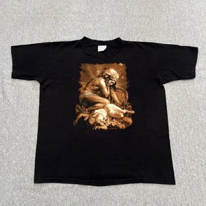 Vintage Aztec Princess and Warrior Shirt Rare Medium Black Mexican Art Chicano - Picture 1 of 5