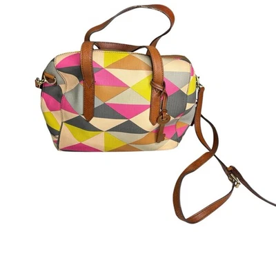 Fossil Multi Color Satchel Bag With Removable Shoulder Strap Double Zipper - Image 1 of 4