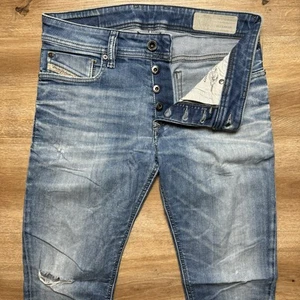 Diesel Jeans Men 29X30 Blue Sleenker Slim Skinny Stretch Washout Whiskers 0857B - Picture 1 of 13