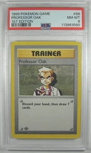 Pokémon 1999 Base Set 1ST EDITION PROFESSOR OAK 88/102 PSA 8 RARE - Picture 1 of 2