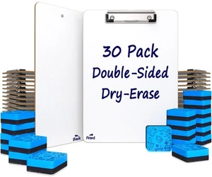 30 Pack Double Sided Dry Erase Clipboards 9"x12" Durable Clipboards Bulk with... - Picture 1 of 9