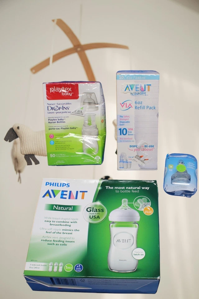 3 Pack - Philips Avent Natural Glass Baby Bottles 8 0z plus many extras all