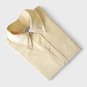 60s Six Button Vtg Brooks Brothers Makers Yellow Oxford BD Shirt 15 OCBD USA - Picture 1 of 14