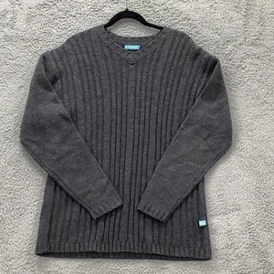 Icebox Sweater Mens Extra Large Gray Ribbed Knit Pullover Crewneck Wool Blend - Picture 1 of 12