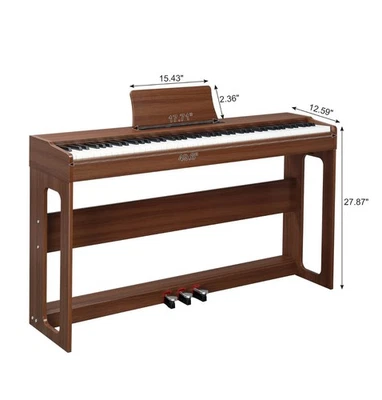 Glarry 88 keys Digital Piano Full Weighted E-Piano with Stand Pedal Headphone.  - Image 1 of 4