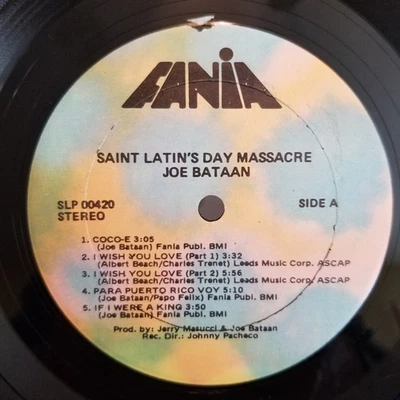 Joe Bataan - Saint Latin's Day Massacre Vinyl Record Lp ONLY - NO COVER - *RARE - Image 1 of 4