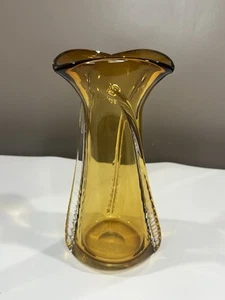 Kanada Chalet Bernstein Kunst Glas Wirbel Vase Vintage wunderschön 7 - Bild 1 von 8