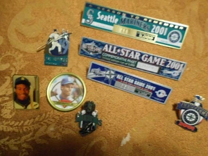 SEATTLE MARINERS PIN LOT w GRIFFEY BUHNER ALL STAR GAME 01 WEST DIVISION CHAMPS - Picture 1 of 6