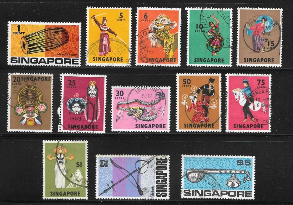 Singapore, 1968, Culture, Art and Dancers, SG101 - 114, to $5, Used - Image 1 of 1