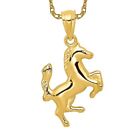 14K Yellow Gold Trotting Horse Head Necklace Animal Lover Pendant Equestrian ...