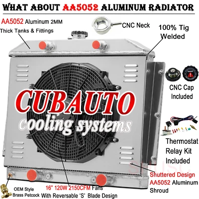 Ventilador de cubierta de radiador de 3 filas para Mercury Monterey 1949-1951 3,7 L 4,2 L con cabeza plana Foto 1 de 4