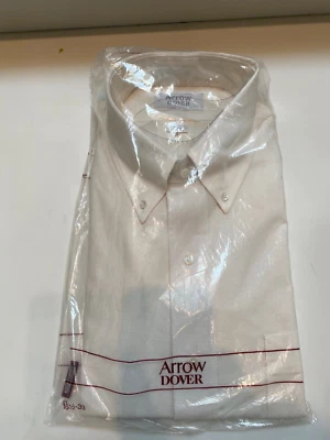 Camisa de vestir vintage Arrow Dover para hombre talla 16 1/2 - 33 blanco roto crema nueva con etiquetas Foto 1 de 3