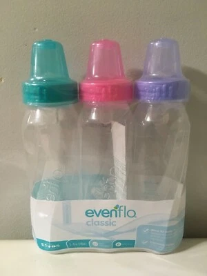 Nuevos biberones Evenflo clásicos 8 onzas rosa verde azulado púrpura pezones de flujo lento Foto 1 de 4