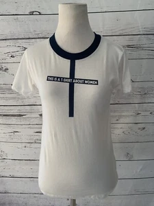 NWT Madewell x Monogram Sz S This Is a T-Shirt About Women Tee Women White Navy - Picture 1 of 6