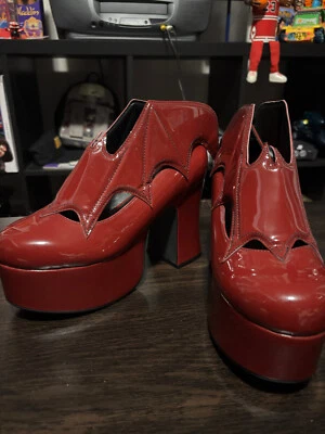 Странный культовый женщин вампира Oxblood высокий каблук туфли размер 8 ужасов Хэллоуин готики - Изображение 1 из 4