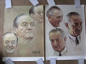 RARE Hubert HUMPHREY and Lyndon B. JOHNSON print by Rockwell 1968 NEAR MINT  - Picture 1 of 5