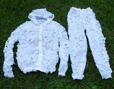 New Camo Ghillie Suits Winter Camouflage Snow Jacket Pant Set Hunting Snow - Image 1 of 4