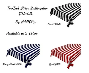 ADD&SHIP Two-Inch Stripe Rectangle Tablecloth (60" x 102") Reusable Table Cover - Picture 1 of 3