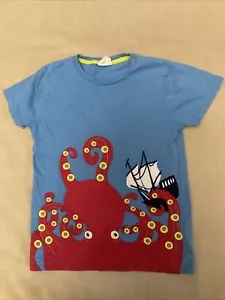 Mini Boden Tshirt 9-10 Octopus Shipwreck Applique - Picture 1 of 5