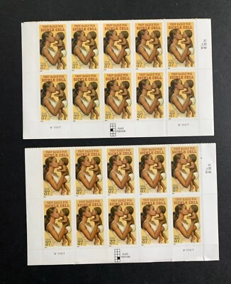 U.S. Stamps SC #3877. Sickle Cell. 37¢ Plate Blocks of 10 (Opposite Panes) - Image 1 of 3