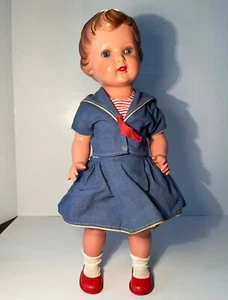 Vintage c1940s Schildkrot Plastic Celluloid T 44 Doll, 16" Tall, Blue Glass Eyes - Picture 1 of 7