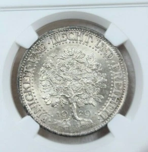 1929 GERMANY SILVER 5 REICHSMARK OAK TREE NGC MS 64 BEAUTIFUL ORIGINAL LUSTER - Picture 1 of 8