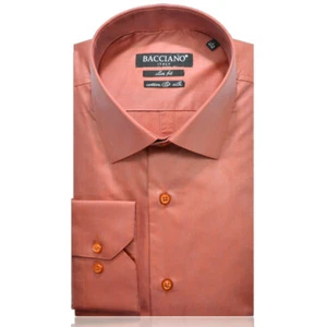 BACCIANO, BONDONE Italian Made Slim Fit Cotton Silk Classic Shirt - Picture 1 of 2