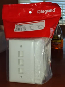 LEGRAND WP3403-WH-10, 10PK 1 GANG WALL PLATE 3 PORT, BRAND NEW, UNOPENED - Picture 1 of 2