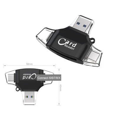 For IOS Android Mobile Computer Memory Card Adapter OTG Card Reader SD TF Card - Image 1 of 4