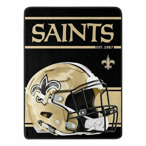 NEW ORLEANS SAINTS MICRO FLEECE SUPER PLUSH THROW BLANKET 46" X 60" BRAND NEW! Cover