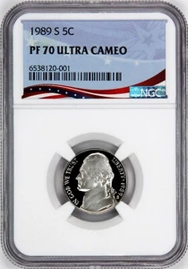 1989-S Proof Jefferson Nickel, Graded PF70UC by NGC * Registry Quality Coin - Picture 1 of 4
