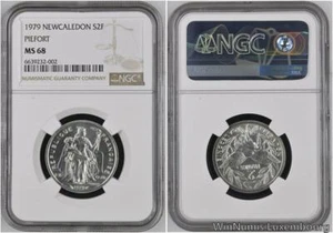FF0145 Rare New Caledonia 2 Francs Piefort Bazor IEOM 1979 Argent 250ex NGC MS68 - Picture 1 of 4